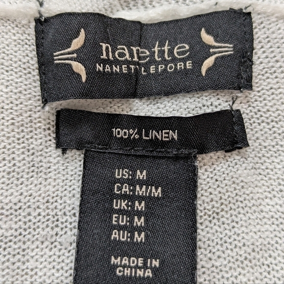 ✨3/$15 Nanette Nanette Lepore white linen lightweight loose knit open cardigan M - Picture 6 of 6